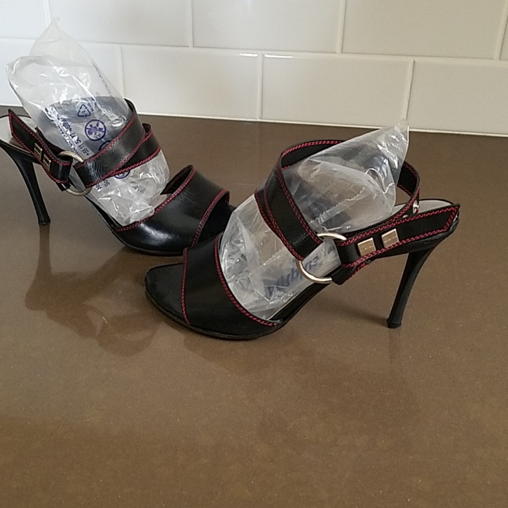 Bottega Veneta Black Strappy Heels.